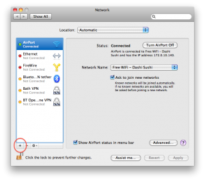 Add Network Interface button in Mac Networking Preferences