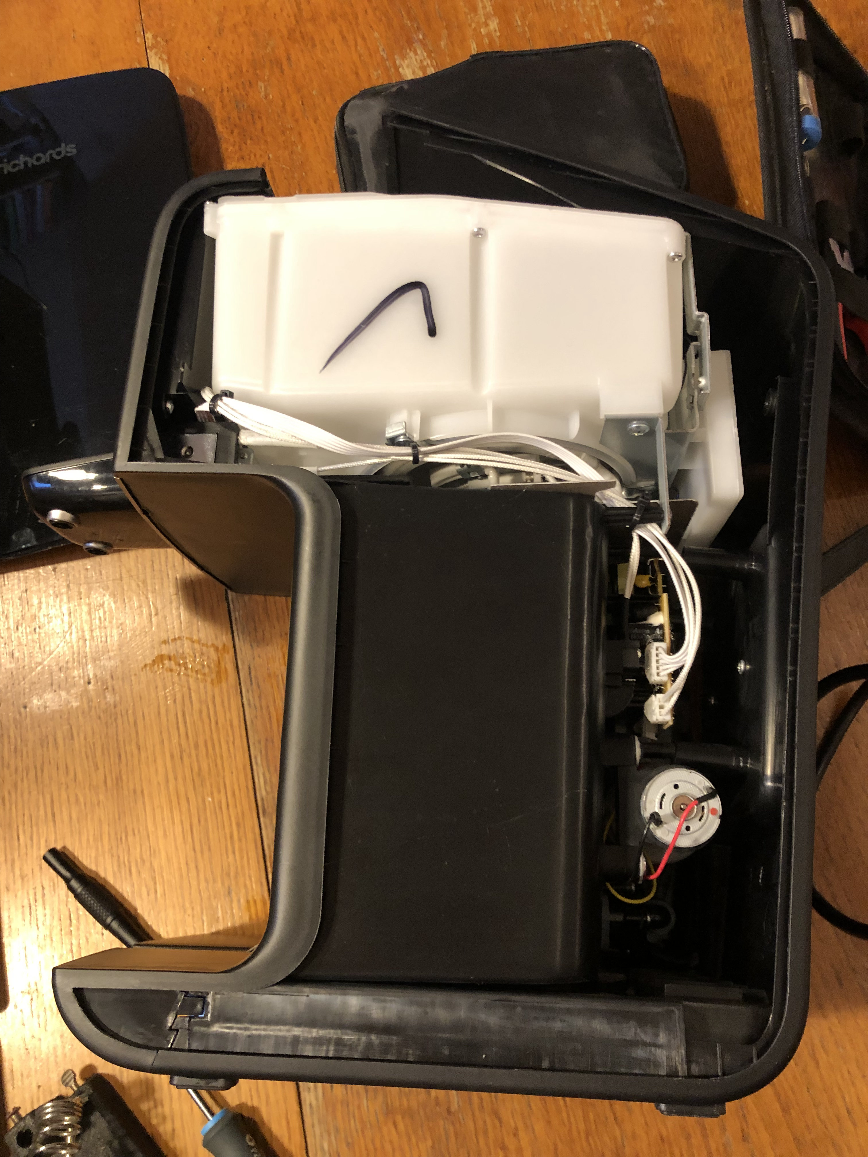 The unit with its side opened up