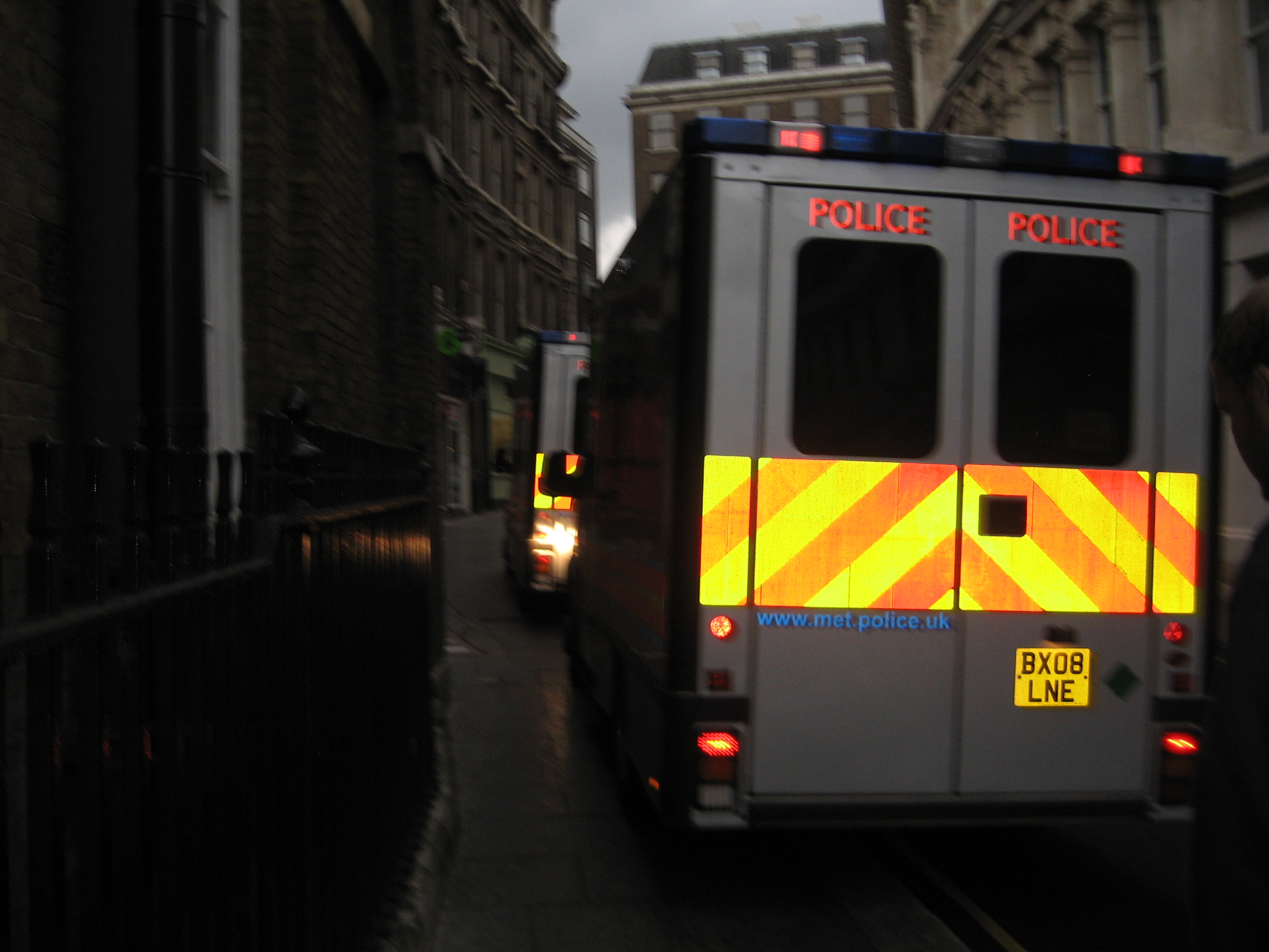 Empty riot vans